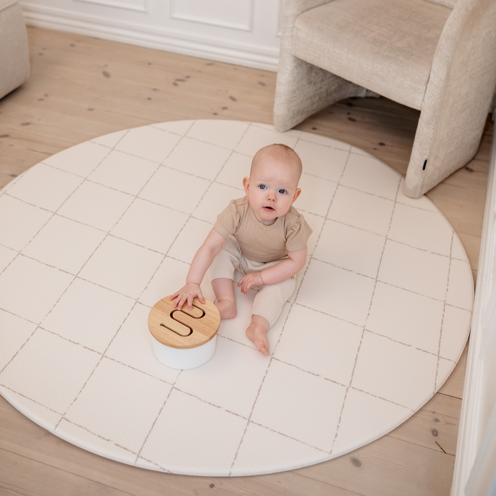Atlas (store diamanter) skumgulv legetæppe i Rund størrelse – perfekt til baby og tumling